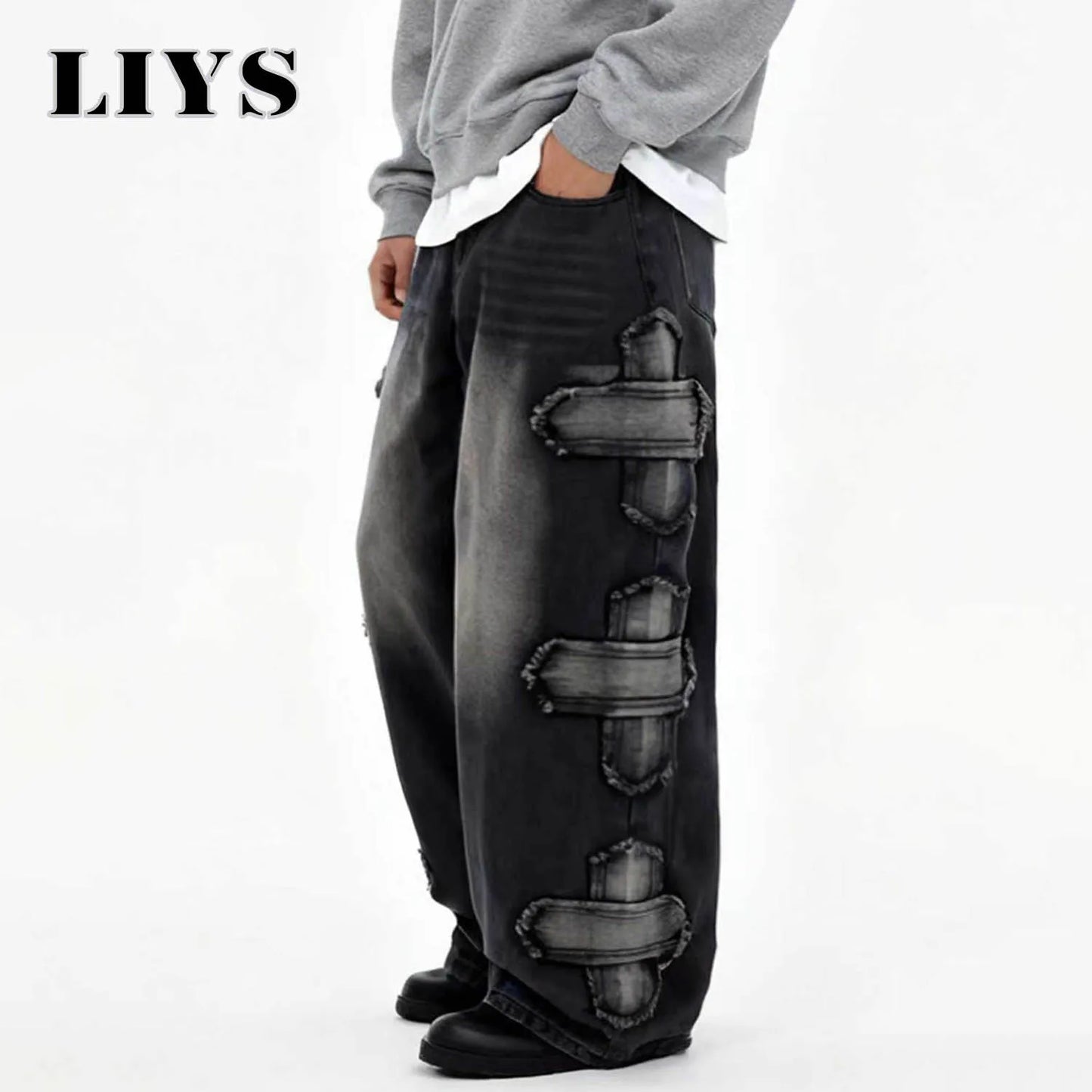 Black Baggy Wide Leg Jeans