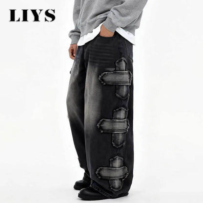 Black Baggy Wide Leg Jeans