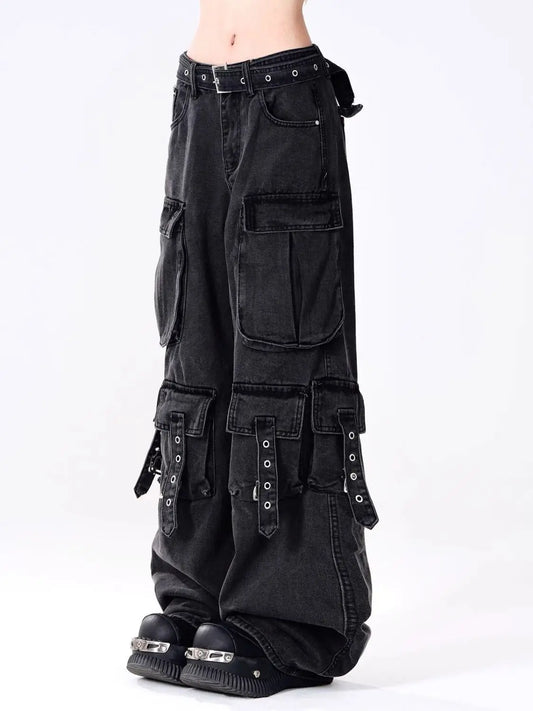 Black Goth Style Cargo Pants
