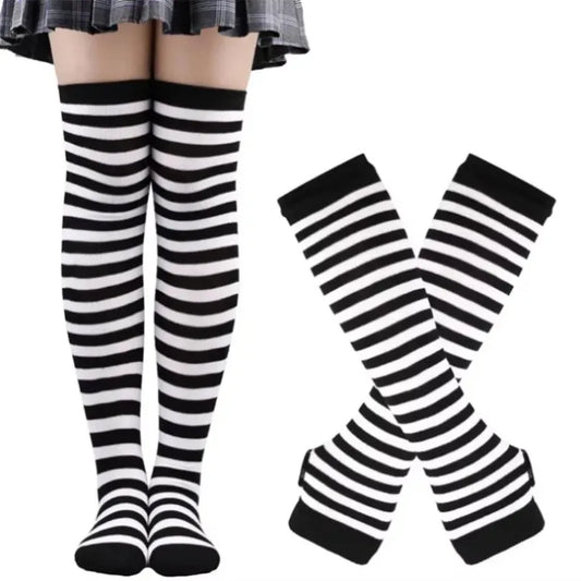 Women Thigh High Socks and Arm Sleeve